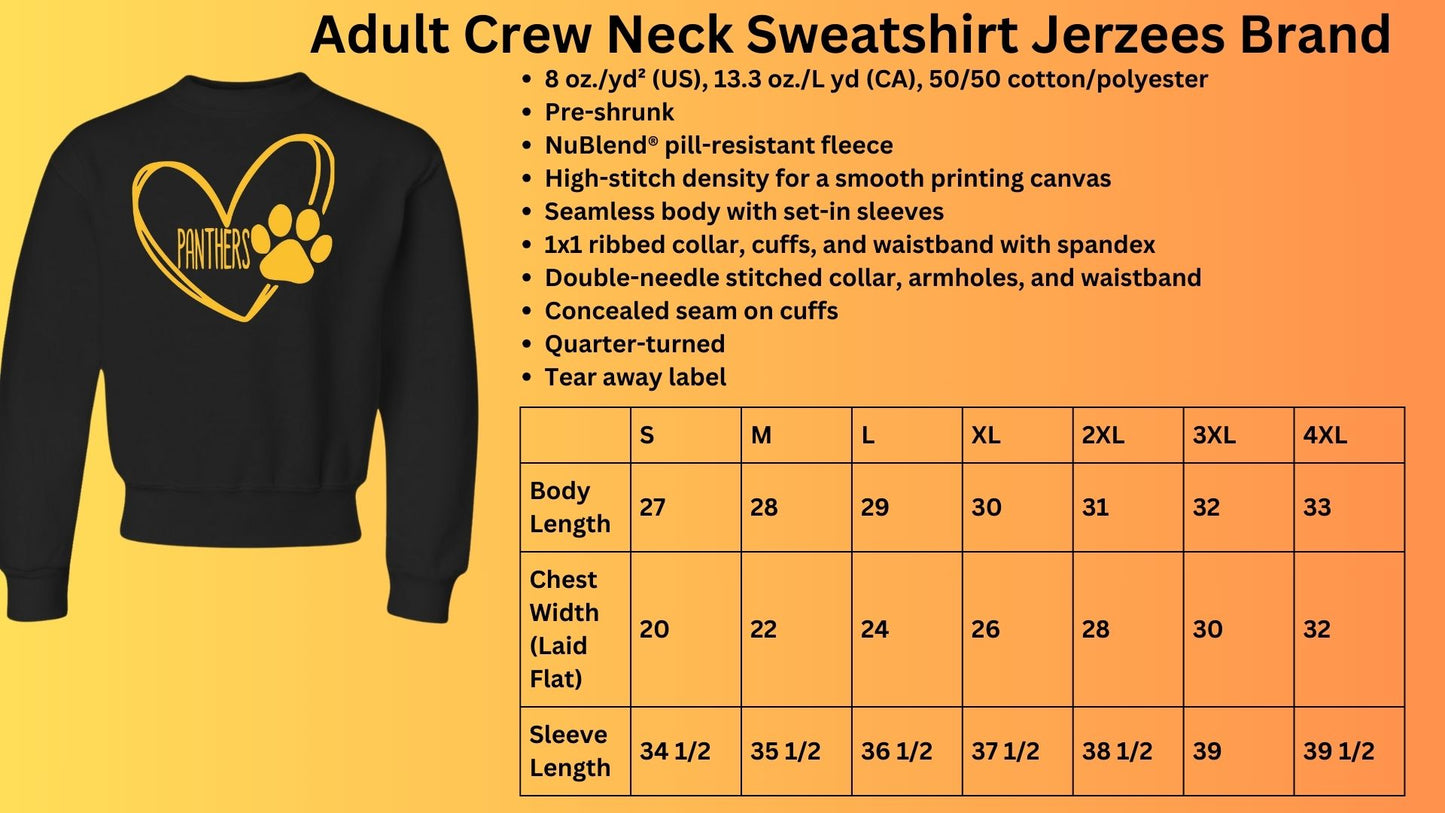 🐾Panthers Paw Print Heart Crew Neck Sweatshirt🐾