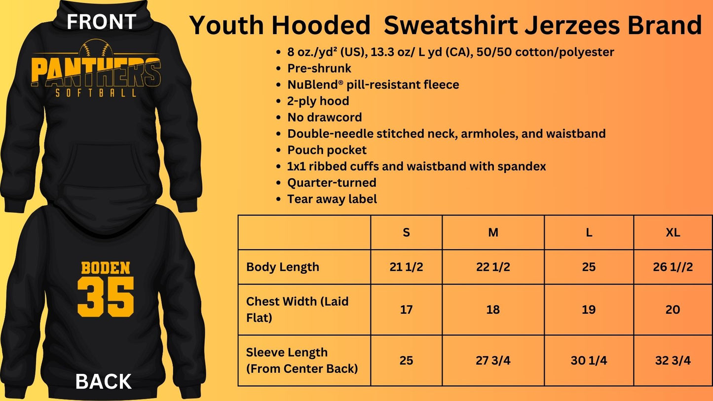 🐾🥎MMS Girls BLACK Softball Hoodie Sweatshirt🥎🐾