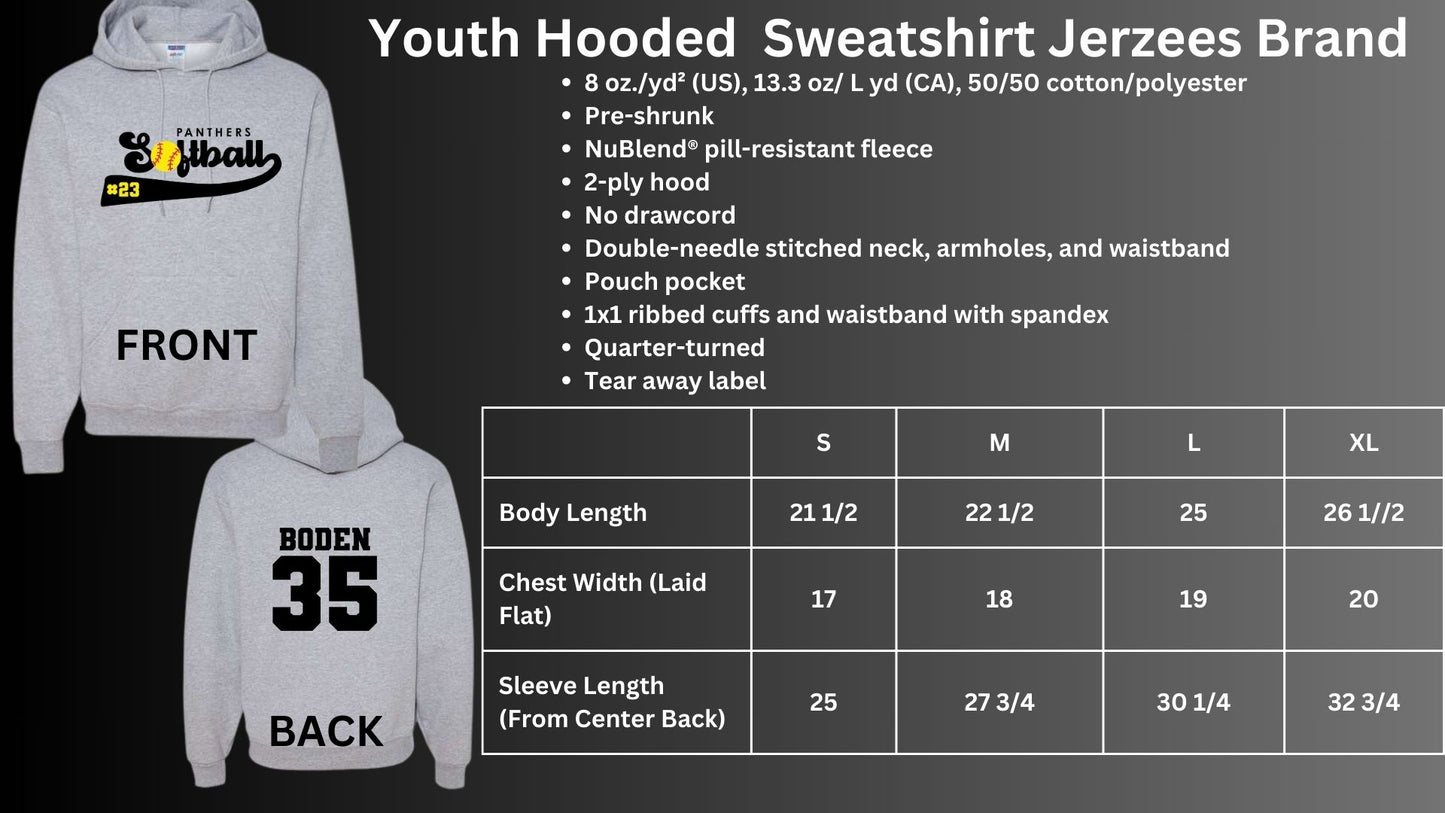 🐾🥎MMS Panthers Softball with Number Hoodie Sweatshirt🥎🐾