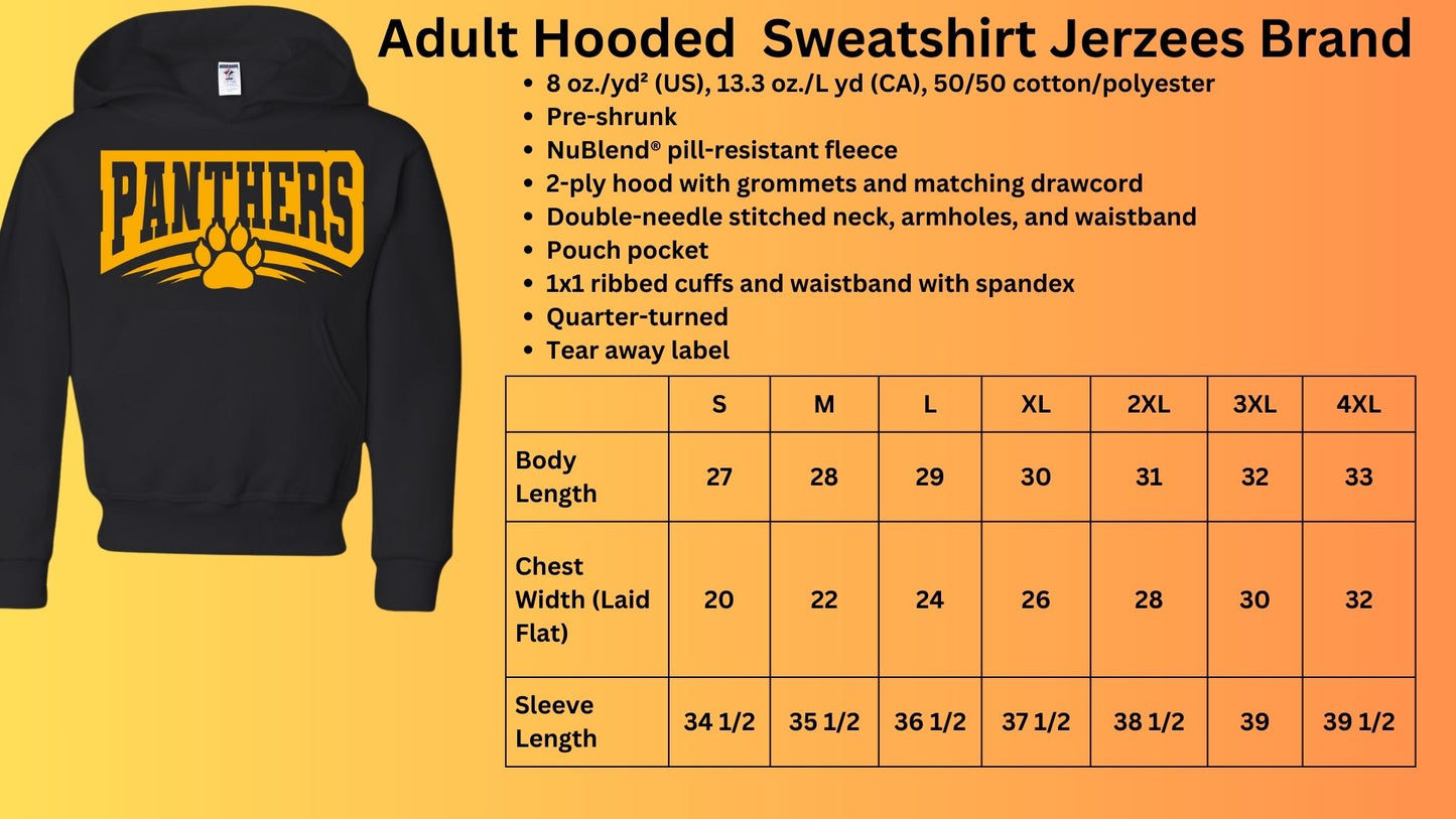 🐾MMS PANTHERS outline with pawprint Hoodie Sweatshirt🐾