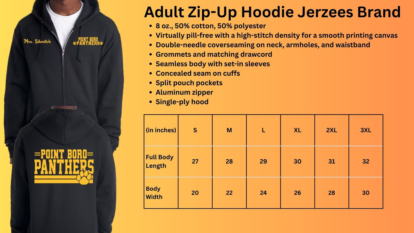 🐾Point Boro Staff Panthers Zip Up Hoodie Sweatshirt🐾