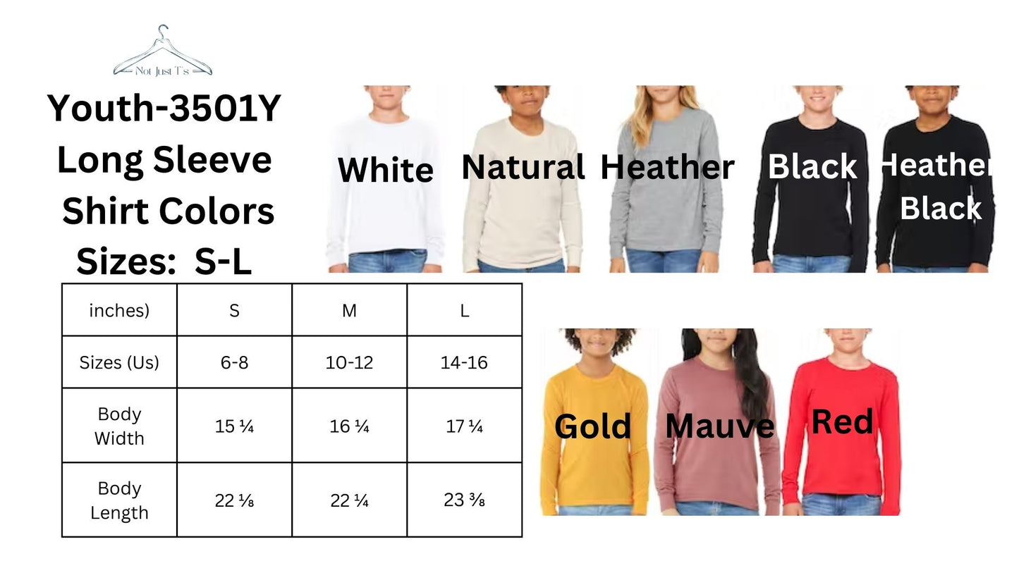 👧🏻👦🏻Youth Custom Colors and Sizes👦🏻👧🏻
