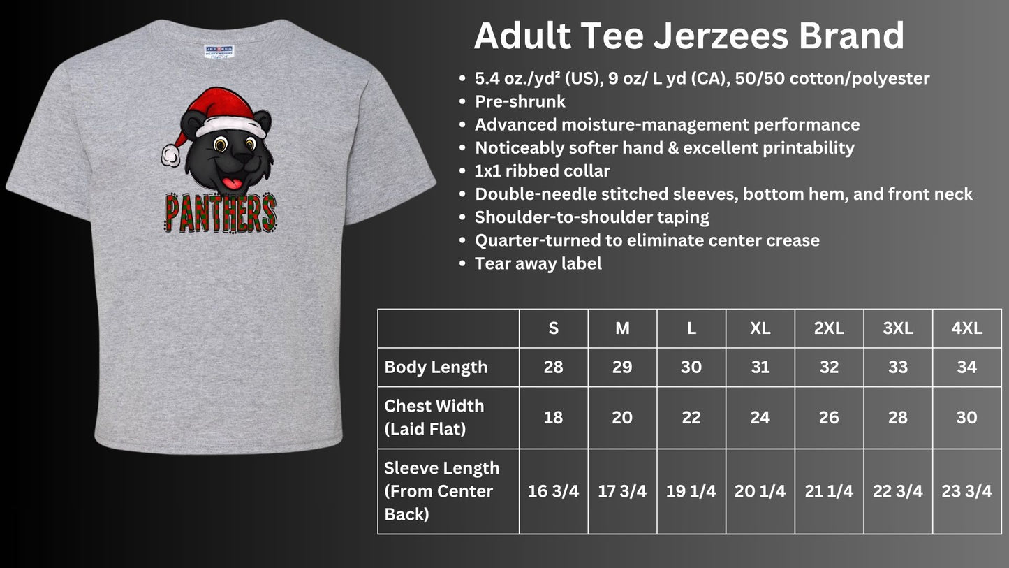 🐾🎄Plaid Panther with Santa Hat Short Sleeve Tee🎅🐾