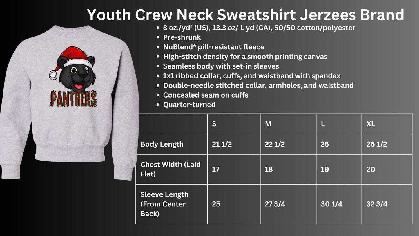 🐾🎄Plaid Panther with Santa Hat Crew Neck Sweatshirt🎅🐾