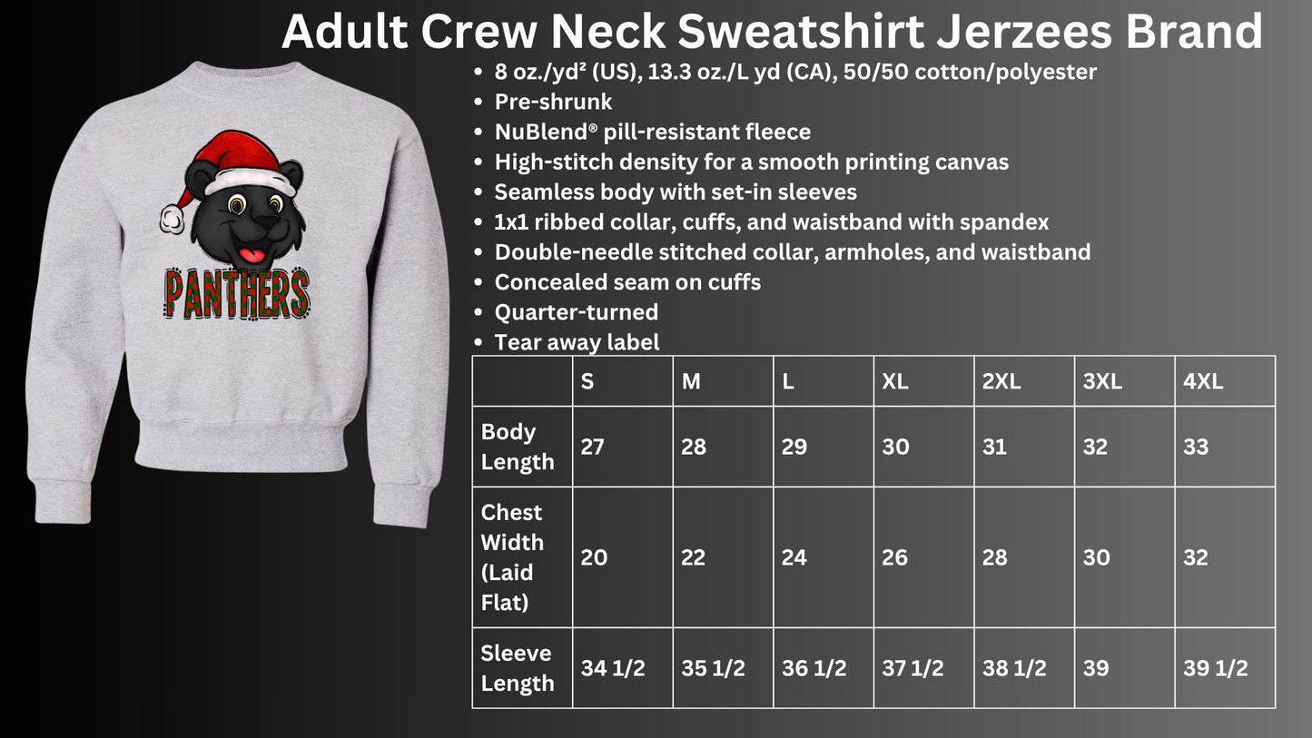 🐾🎄Plaid Panther with Santa Hat Crew Neck Sweatshirt🎅🐾