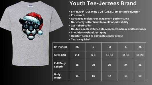 🐾🎄Bling Panther with Santa Hat Short Sleeve Tee🎅🐾