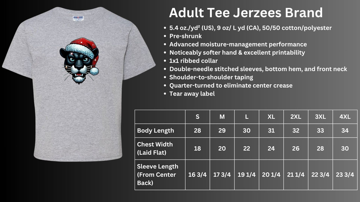 🐾🎄Bling Panther with Santa Hat Short Sleeve Tee🎅🐾