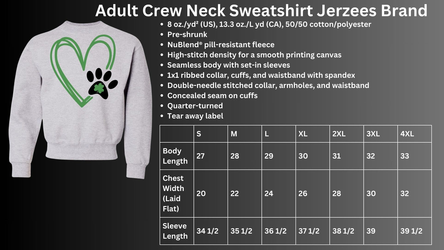 🐾🍀Heart Paw Print Crew Neck Sweatshirt🍀🐾