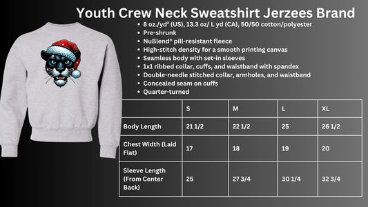 🐾🎄Bling Panther with Santa Hat Crew Neck Sweatshirt🎅🐾