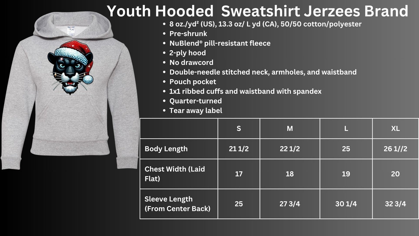 🐾🎄Bling Panther with Santa Hat Hoodie🎅🐾