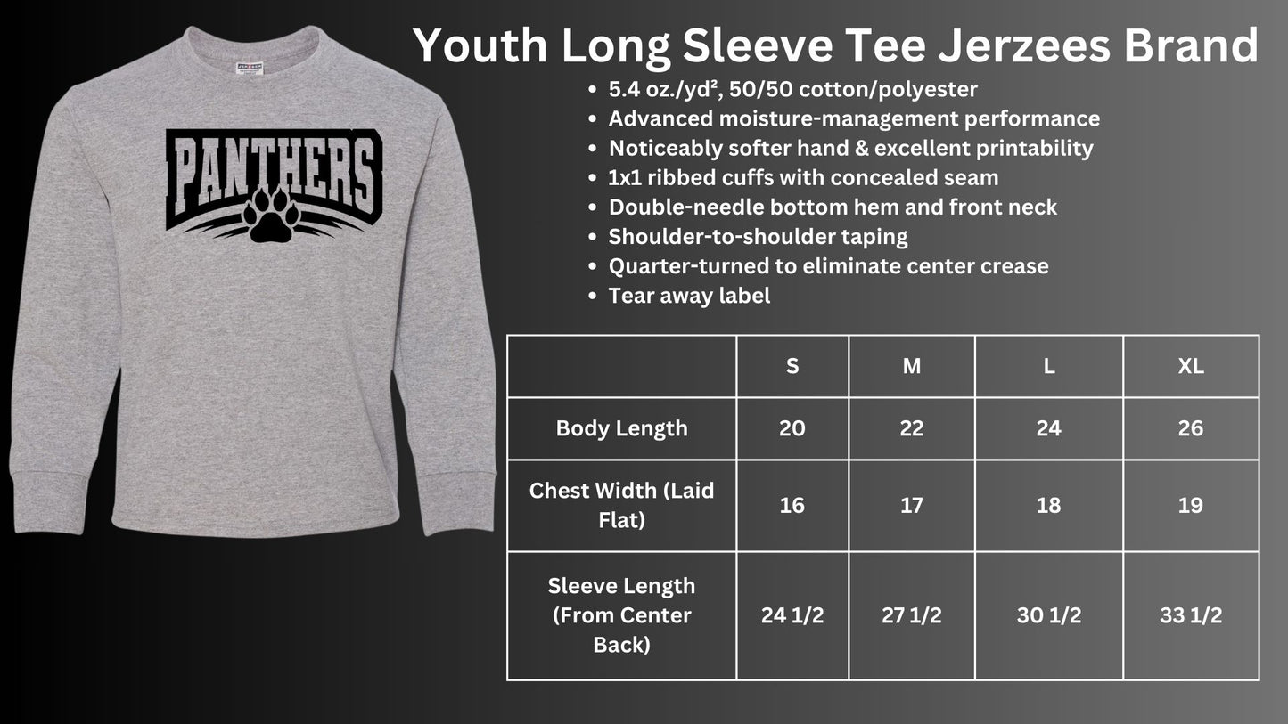 🐾MMS PANTHERS outline with pawprint Long Sleeve Tee🐾