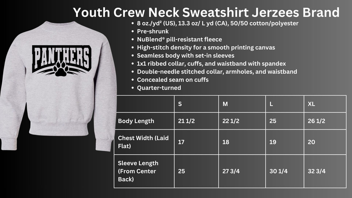 🐾MMS PANTHERS outline with pawprint Crew Neck Sweatshirt🐾