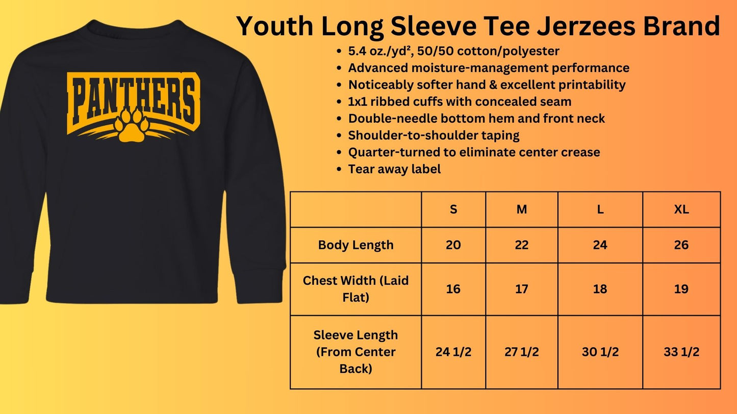 🐾MMS PANTHERS outline with pawprint Long Sleeve Tee🐾