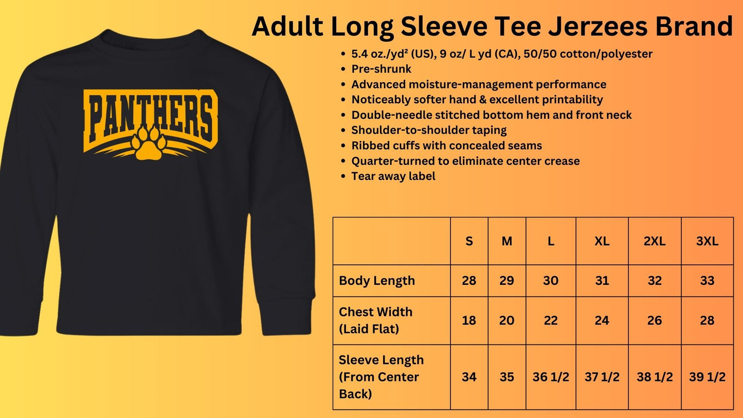 🐾MMS PANTHERS outline with pawprint Long Sleeve Tee🐾