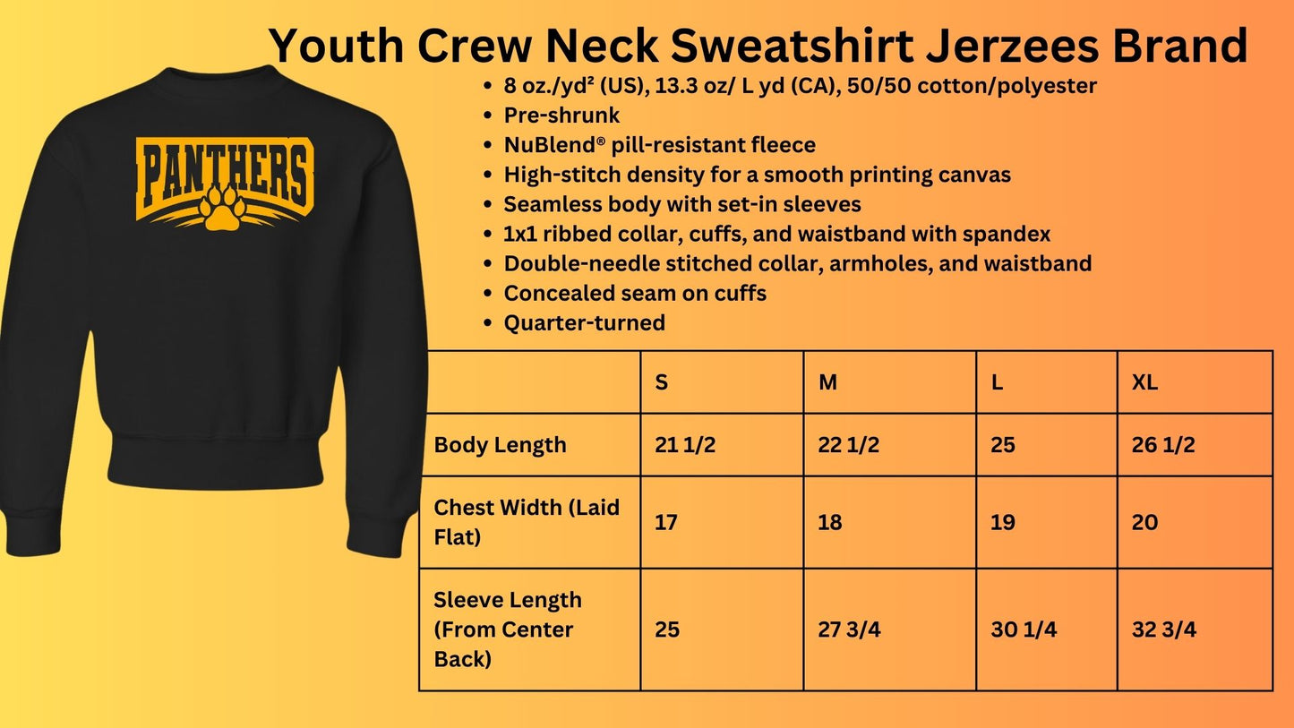 🐾MMS PANTHERS outline with pawprint Crew Neck Sweatshirt🐾
