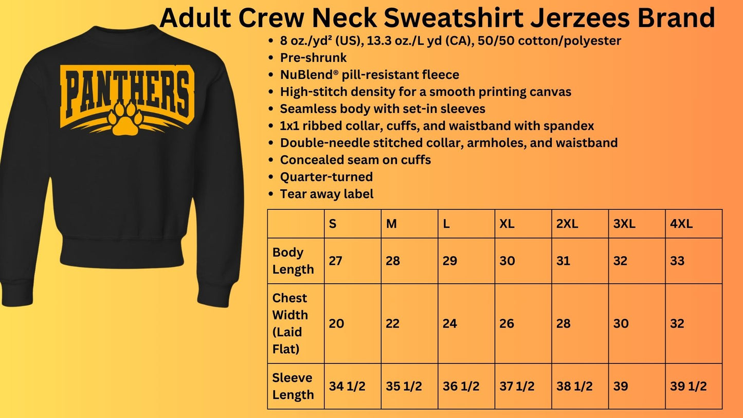 🐾MMS PANTHERS outline with pawprint Crew Neck Sweatshirt🐾