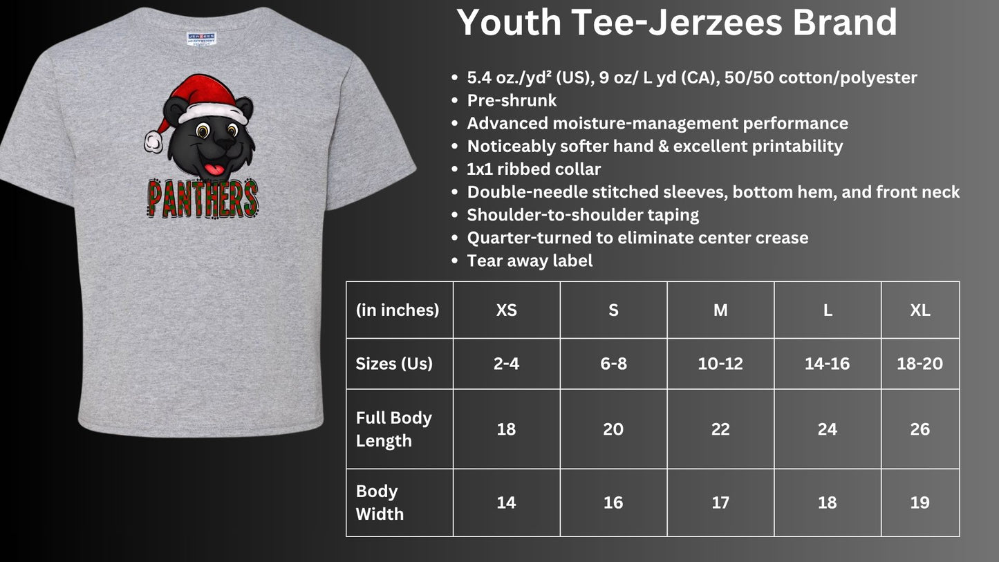 🐾🎄Plaid Panther with Santa Hat Short Sleeve Tee🎅🐾