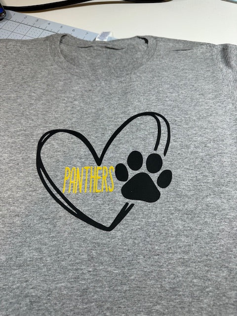 🐾 Panthers Paw Print Heart Short Sleeve Tee🐾