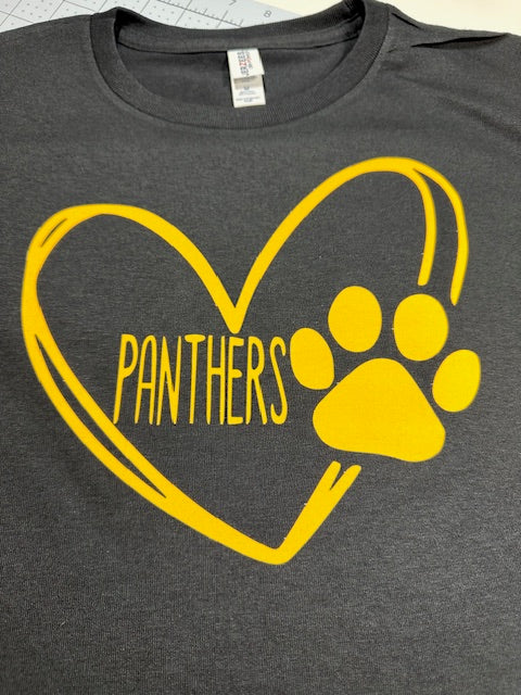 🐾 Panthers Paw Print Heart Short Sleeve Tee🐾